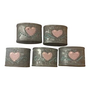 Audrey Silver and Pink Heart Napkin Rings